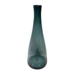 Tall Teal Glass Vase With Elegant Tapered Design For Home Decoration C89